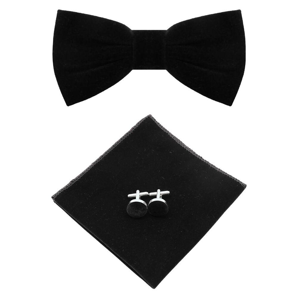 3875 Bow Tie Sets Solid Color Velvet Bow Tie Pre Tied Adjustable Bowties